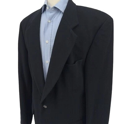 Hugo Boss Cashmere Wool Blend Black Flannel Blazer Sport Jacket Mens 44L - Image 1 of 4