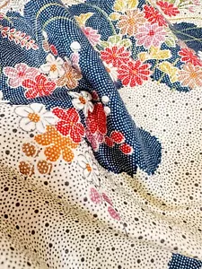 Vintage japanischer Kiomono Stoff Seide mehrfarbig Basis 62" x 14" v434 - Bild 1 von 10