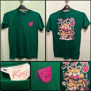 Original Kenji Red Panda Watermelon 🍉 Green Medium Dual Print Tee Tshirt Ladies - Picture 1 of 6