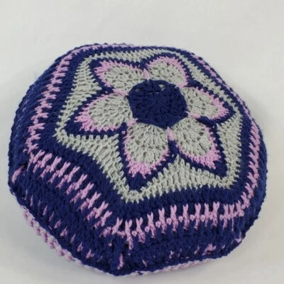 Hand Crocheted Heavy Weight 15" Throw Decorative Pillow With Handsewn Lining - Image 1 of 4