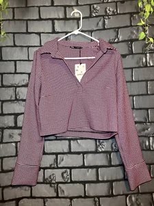 NEU GR XL Zara Cropped Kragen Fuchsia Schwarz Hahnentritt - Bild 1 von 9