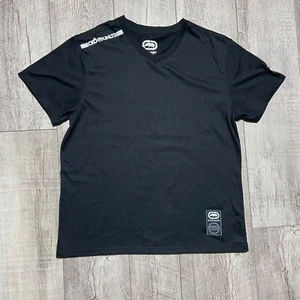 Ecko Unltd Medium Men’s Short Sleeve V-Neck T-Shirt Black Logo Spell Out - Picture 1 of 8