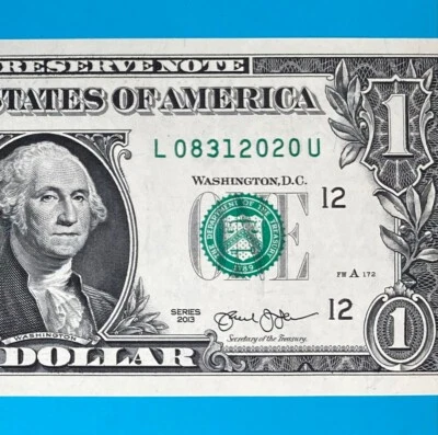August 31, 2020 (L 08312020 U) BIRTHDAY Note $1 One Dollar Bill *UNC* - Image 1 of 4