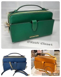 Michael Kors Jet Set Item Double Zip Crossbody Purse Jewel Green - Picture 1 of 13