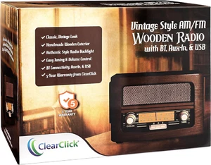 Wooden Vintage Retro Old Style Portable AM FM Radio With Bluetooth USB Aux-In - Picture 1 of 12