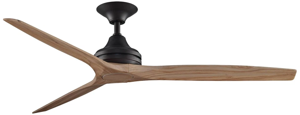 60" Spitfire Dark Bronze Natural Damp Rated Ceiling Fan with Remote - Image 1 of 1