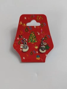 Vintage 90s Santa Claus Dangle Post Earrings *Damaged Post* - Picture 1 of 2