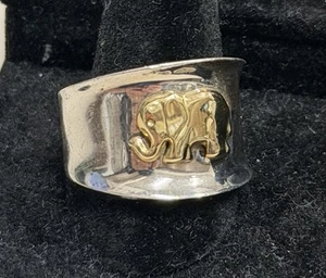 David Sigal Chateau D’ Argent 18k Yellow Gold & Sterling Silver Elephant Ring 7 - Picture 1 of 2