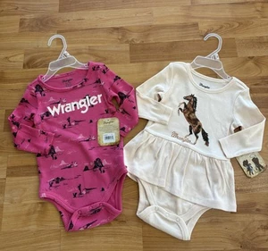 2 pieces wrangler Baby Girl Pink Knit Bodysuit NWT - Picture 1 of 13