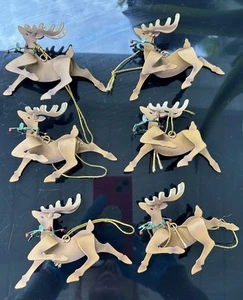 Lot Of Six Metal Reindeer Ornaments  - Picture 1 of 11