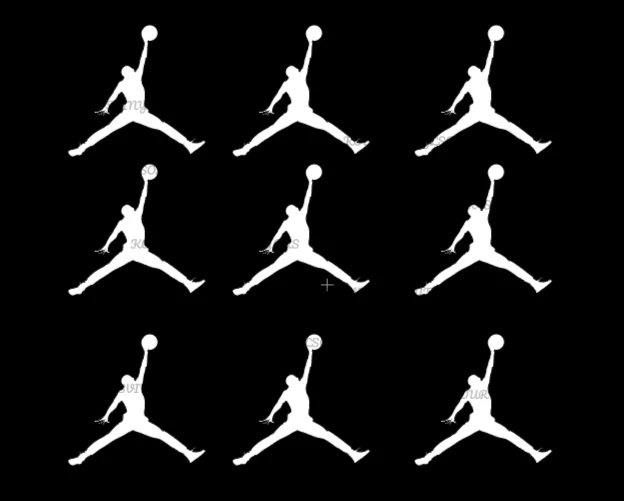 JORDAN Jumpman LOGO Hierro Sobre Vinilo Transferencias Juego de 9 2" Tela BLANCA Transferencia Foto 1 de 1