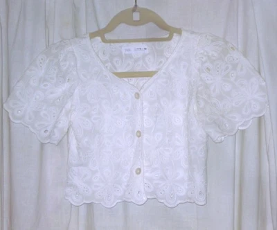 Zara Girls WHITE LACE DAISY TOP Shirt Size 11/12 Yr - Image 1 of 3