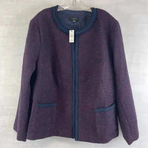 Talbots Damen 24W Wollmischung Bouclé Reißverschluss Jacke lila blau Taschen gefüttert - Bild 1 von 14