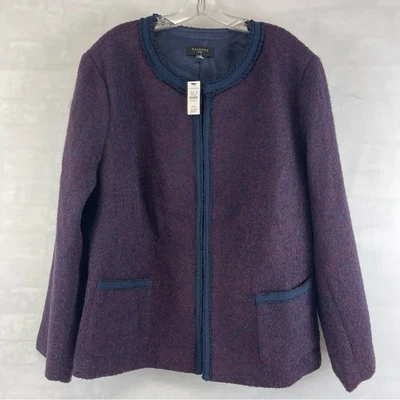Talbots Woman 24W Wool Blend Bouclé Zip Jacket Purple Blue Pockets Lined - Image 1 of 4