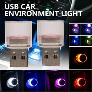 2Pcs x 7 Color Car Interior Accessories Mini Light Neon Atmosphere Parts USB LED - Picture 1 of 9