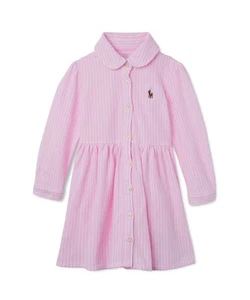 Genuine Polo Ralph Lauren Baby Girl's Striped Mesh Oxford Dress - Pink - Picture 1 of 14