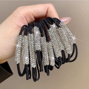 10 Pcs Rhinestone Elastic Hair Ties High Stretch Hair Rope Women Girls - Picture 1 of 9