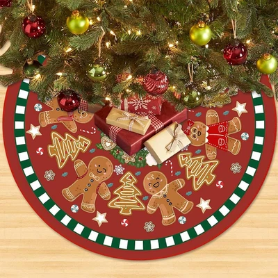 90Cm Grande Gonna Albero Di Natale, Tappetino per Albero Di Natale Omini Di Pan  - Immagine 1 di 4