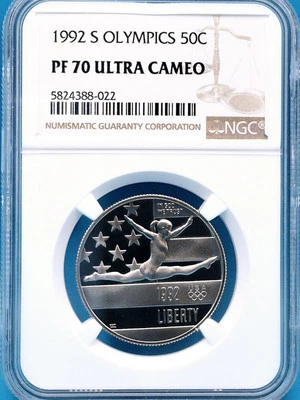 1992-S Olympics Half Dollar 50c NGC PF 70 Ultra Cameo - TOP POP - Image 1 of 4