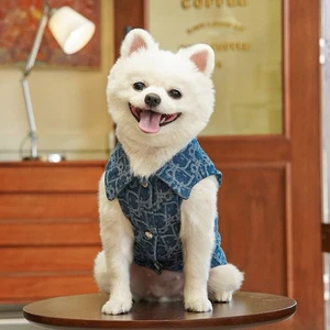 Dog Clothes for Small Dogs Winter Plaid Shirt & Jean Jacket for Pet Dog Cat UK - Picture 1 of 7