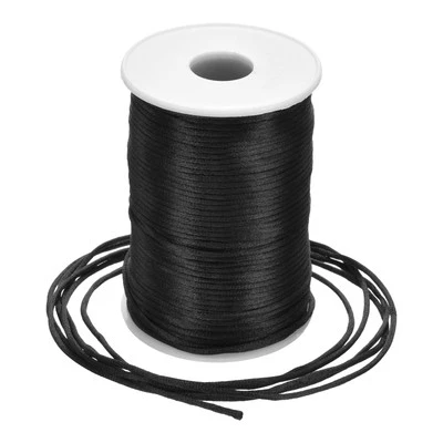 Nylon Satin Cord 2.5mm, 109 Yard Nylon String for Bracelet Black Foto 1 de 4