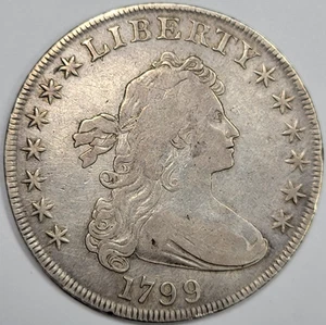 1799 Draped Bust Silver Dollar $1 Circulated Strong Detail Obv Hairlines *J936 - Picture 1 of 5
