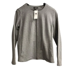 Eileen Fisher Jacke Damen M grau Bio Baumwolle Reißverschluss vorne Kapsel minimalistisch - Bild 1 von 9