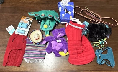 Dog Halloween costume lot,  other miscellaneous clothing, items, leash, harness - Image 1 of 4