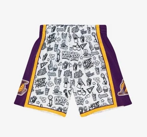 Los Angeles Lakers Mitchell & Ness Swingman Doodle Shorts Men’s Size Large - Picture 1 of 6