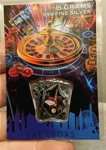 Las Vegas Asse Spielkarten 5 Gramm 0,999 Silber coloriert geformt Barren - Bild 1 von 3