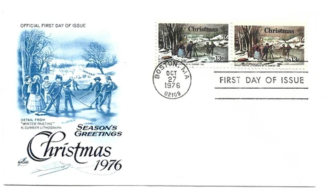 1702-03 Christmas 1976 Currier on one ArtCraft FDC Cover