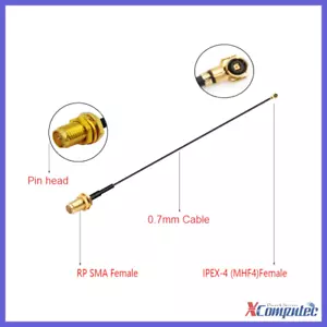 2x RP-SMA Female to IPEX4 Female plug Pigtail Cable for Mini PCI WIFI Card - Picture 1 of 3