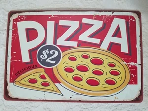 PIZZA VINTAGE RETRO STYLE METAL WALL SIGN MAN CAVE KITCHEN - Picture 1 of 2
