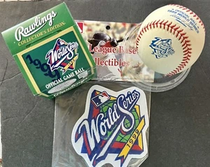 RAWLINGS 1999 WORLD SERIES GAME MLB OFFICIAL BASEBALL & MLB PATCH - YANKEES - Picture 1 of 15