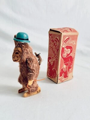 1 RARE Jouet mécanique Japonais Singe chapeau ancien - Photo 1/3