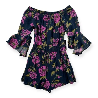 Pantalones Cortos Express Hombro Descubierto Mameluco Mujer XXS Floral Manga Campana Elástico Nuevos con Etiquetas Foto 1 de 4