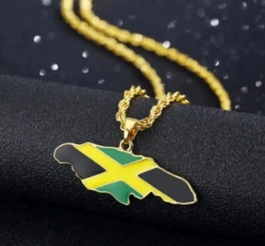 Brandneu Mode Jamaika Karte Flagge Anhänger Halsketten Unisex stilvolles Accessoire - Bild 1 von 6