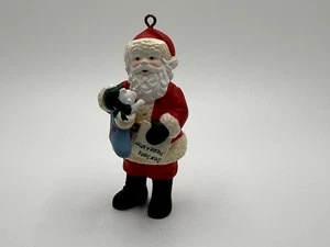 Vintage 1996 DCI Weihnachtsschmuck - Weihnachtsmann hält Katze im Strumpf - Bild 1 von 6