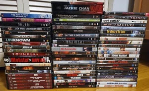 Lot of 67 ACTION DVDS JACKIE CHAN SCHWARZENEGGER THRILLERS MOBSTERS AND MORE! - Picture 1 of 4
