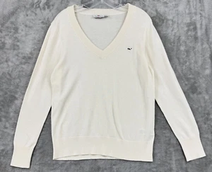 Vineyard Vines Sweater Womens Medium Heritage Preppy V Neck Cotton Golf Nautical - Picture 1 of 8