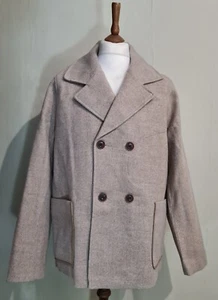 Folk Archive Double Breasted Peacoat Jacket Sand Marl Size 5 Large uk 44 eu 54 - Picture 1 of 8