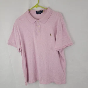 POLO RALPH LAUREN Mens Polo Shirt XL Custom Slim Fit PINK Soft Touch Preppy READ - Picture 1 of 13