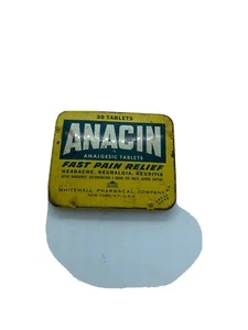 Vintage Anacin 30 Analgesic Tablets Medicine Tin Empty - Picture 1 of 3