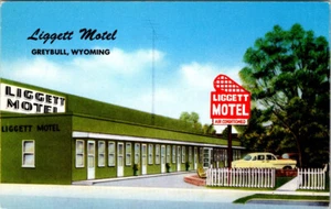 GREYBULL, WYOMING - LIGGETT ROADSIDE MOTEL - VINTAGE POSTKARTE - Bild 1 von 2