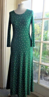 Vestido Jersey JOULES 'Elodie' Verde Esmeralda Lunares Midi - Bolsillos - Reino Unido 8/10 Foto 1 de 4