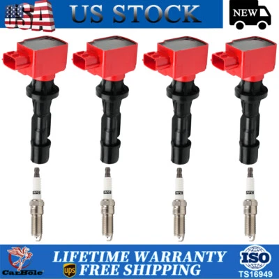 Bobina de ignição 4X + kits de vela de ignição para 2006-13 Mazda 3 6 CX7 MX-5 2.0L 2.3L 2.5L - Imagem 1 de 4