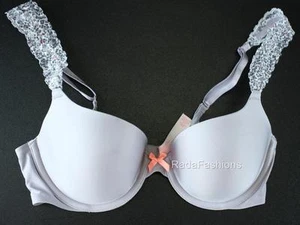 Victoria's Secret Sexy Tee Reggiseno Foderato Demi T-Shirt Grigio Leopardato Pizzo Spalline - Foto 1 di 2