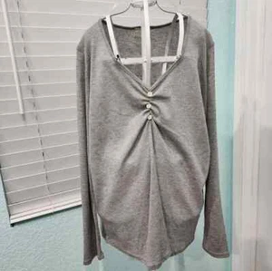 Cuello en V gofres gris arrugado de 143 pisos talla pequeña nuevo con etiquetas - Imagen 1 de 6