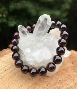 AAA Quality Natural Red Garnet Stone Round Beaded Bracelet For Men and Women - Picture 1 of 13