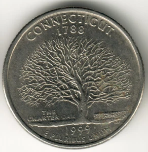 USA - 1999D - Washington ¼ $ - Connecticut - Error - Weak Strike Oak - #16852 - Picture 1 of 2
